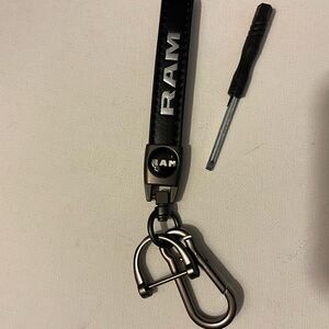 Dodge Ram Key Fob Keychain in Black Leather NWT